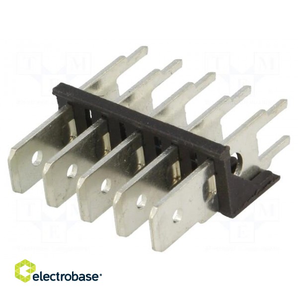 Terminal: spade terminal strip | 6.3mm | 0.8mm | THT | steel | tinned image 1