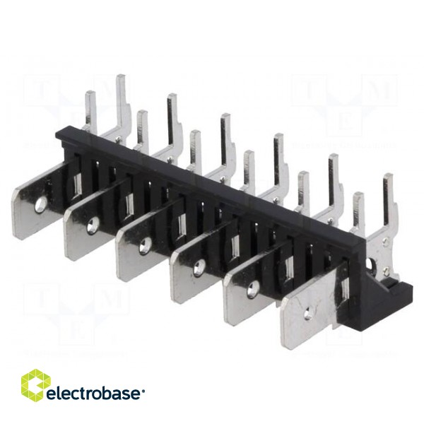 Terminal: spade terminal strip | 6.3mm | THT | 250V | angled 90° | 12A image 1