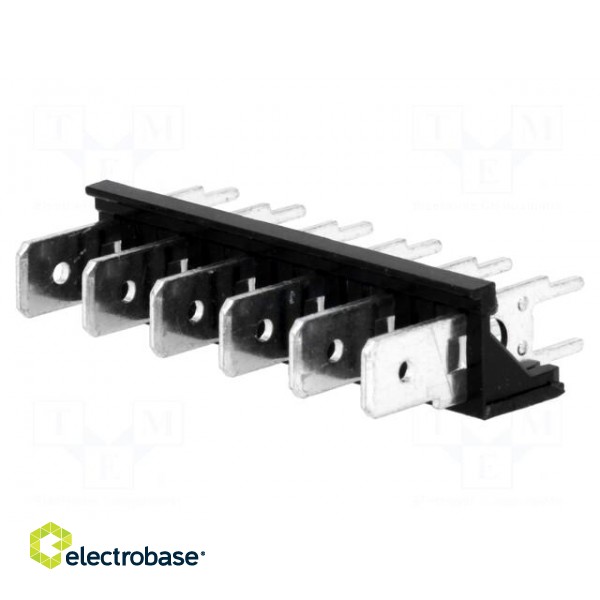 Terminal: spade terminal strip | 6.3mm | THT | 250V | straight | ways: 6 image 1