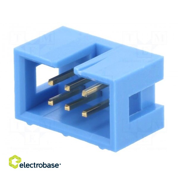 Socket | IDC | male | PIN: 6 | straight | THT | gold-plated | 2.54mm | blue image 1