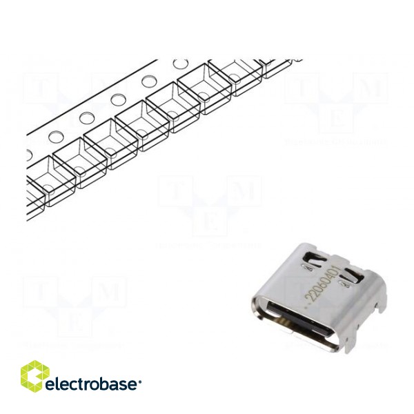 Socket | USB C | on PCBs | SMT | PIN: 24 | horizontal | USB 3.1 | 5A