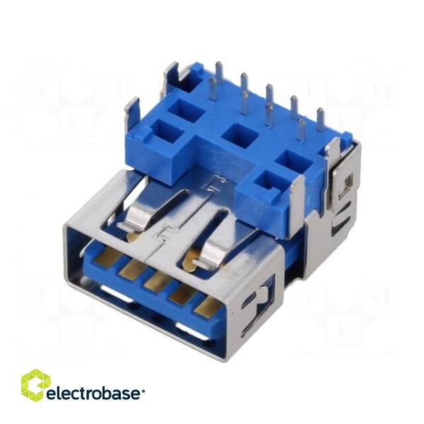 Connector: USB A | socket | on PCBs | THT | PIN: 9 | angled 90° | USB 3.0 paveikslėlis 2