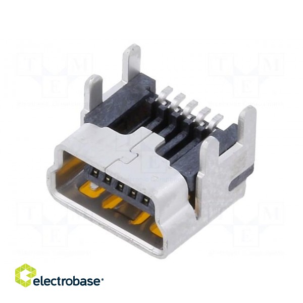 Socket | USB B mini | on PCBs | THT | PIN: 5 | angled 90° image 2