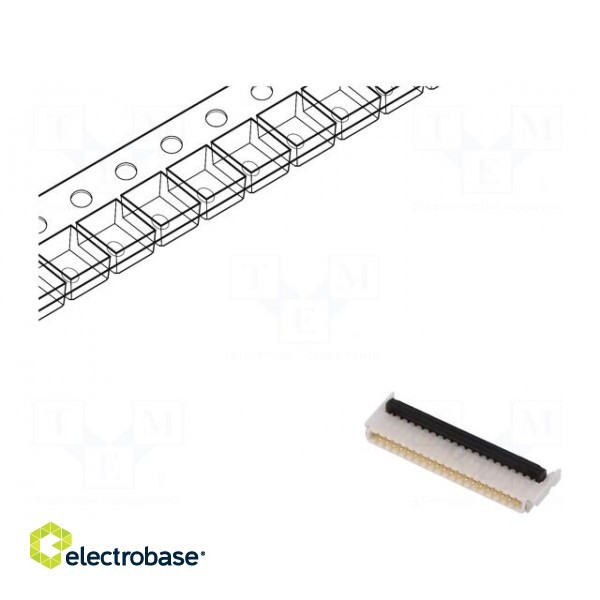Connector: FFC/FPC | horizontal | PIN: 20 | SMT | FBH1 | 50V | 500mA | 0.5mm paveikslėlis 1