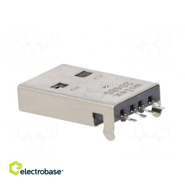 Plug | USB A | male | on PCBs | SMT | PIN: 4 | horizontal | USB 2.0 | in-tray image 4