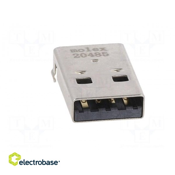 Plug | USB A | male | on PCBs | SMT | PIN: 4 | horizontal | USB 2.0 | in-tray image 9