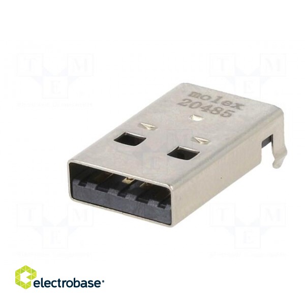 Plug | USB A | male | on PCBs | SMT | PIN: 4 | horizontal | USB 2.0 | in-tray image 2