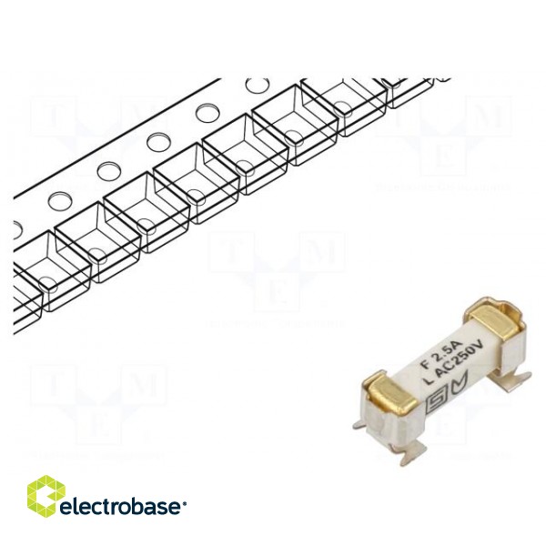 Fuse: fuse | time-lag | 2.5A | 250VAC | 125VDC | SMD | ceramic | 4.2x11.1mm