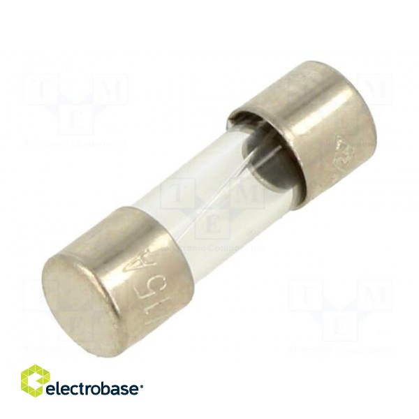 Fuse: fuse | quick blow | 15A | 250VAC | glass | 5x15mm