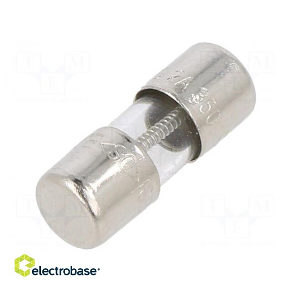 Fuse: fuse | time-lag | 2A | 350VAC | cylindrical,glass | 5x15mm | brass