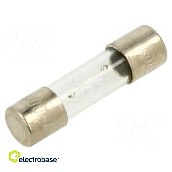 Fuse: fuse | time-lag | 800mA | 250VAC | glass | 5x20mm | brass | TSC | bulk
