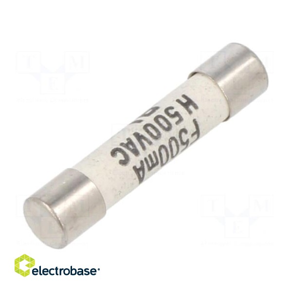 Fuse: fuse | quick blow | 0.5A | 500VAC | ceramic,cylindrical | SHF