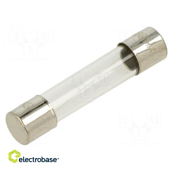 Fuse: fuse | quick blow | 600mA | 250VAC | glass | 6.3x32mm | brass | FSA