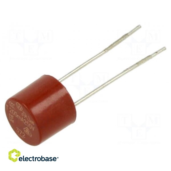 Fuse: fuse | time-lag | 200mA | 250VAC | THT | TR5 | copper | 372 | 5.08mm