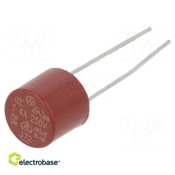 Fuse: fuse | time-lag | 4A | 250VAC | THT | TR5 | copper | 372 | 5.08mm