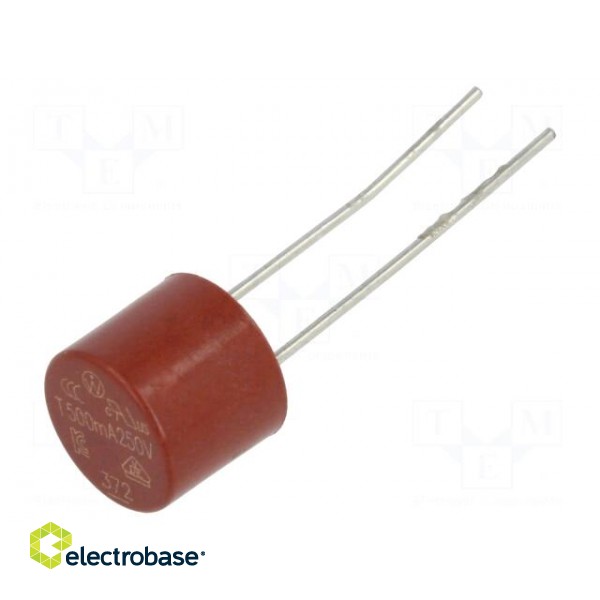 Fuse: fuse | time-lag | 500mA | 250VAC | THT | TR5 | copper | 372 | 5.08mm
