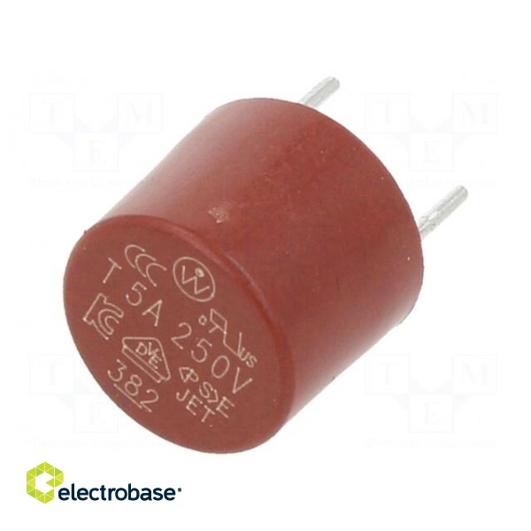 Fuse: fuse | time-lag | 5A | 250VAC | THT | TR5 | copper | 382 | 5.08mm | bulk image 2