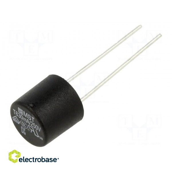 Fuse: fuse | time-lag | 630mA | 250VAC | PCB,THT | TR5 | copper | MST 250