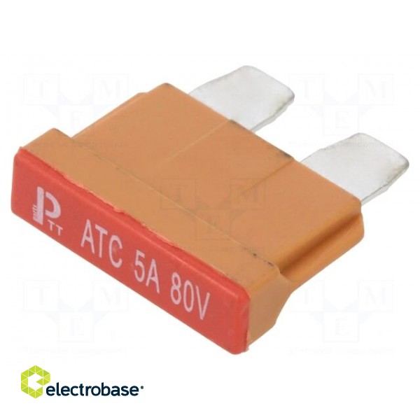 Fuse: fuse | 5A | 80VDC | automotive | 19mm | copper | tinned