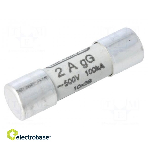 Fuse: fuse | gG | 2A | 500VAC | ceramic,cylindrical,industrial