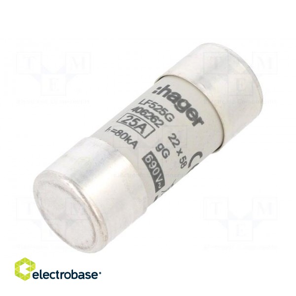 Fuse: fuse | gG | 25A | 690VAC | cylindrical,industrial | 22x58mm