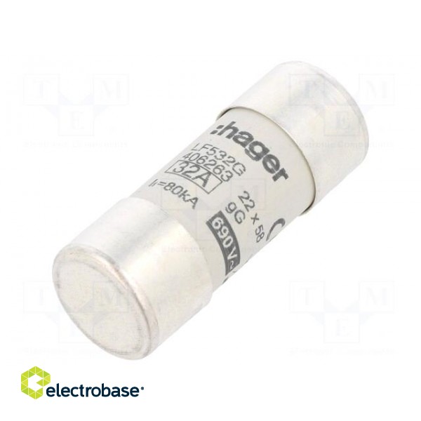 Fuse: fuse | gG | 32A | 690VAC | cylindrical,industrial | 22x58mm