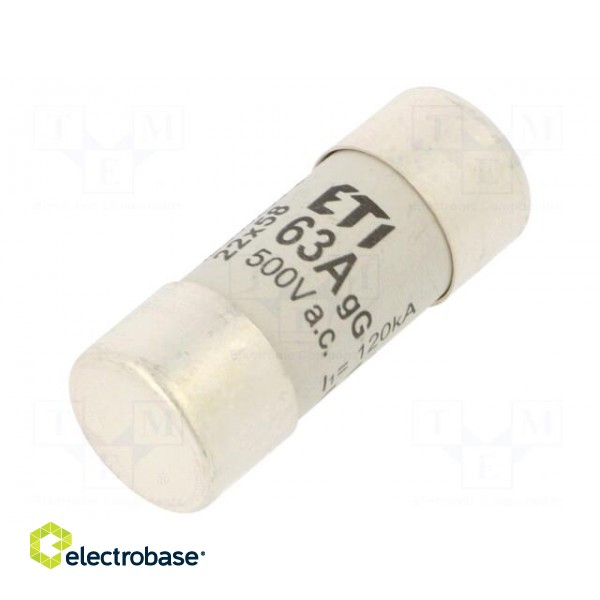 Fuse: fuse | gG | 63A | 690VAC | cylindrical,industrial | 22x58mm