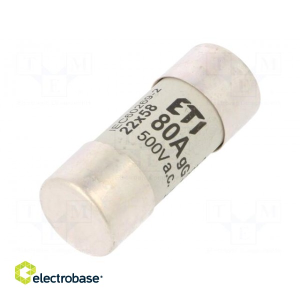 Fuse: fuse | gG | 80A | 500VAC | cylindrical,industrial | 22x58mm
