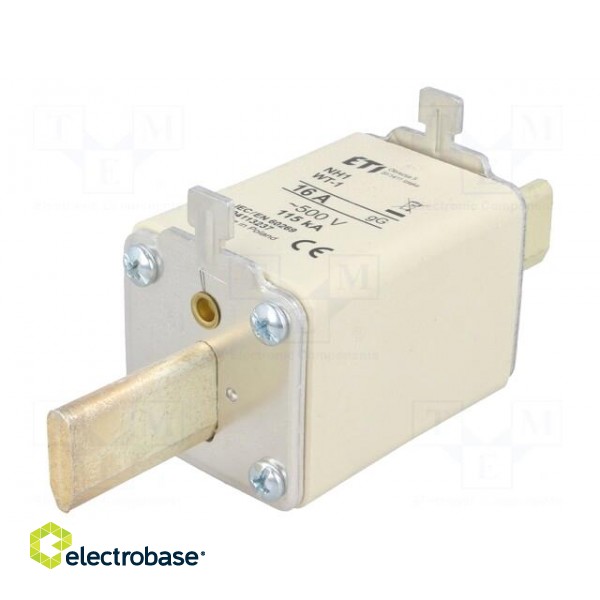 Fuse: fuse | gG | 16A | 500VAC | ceramic,industrial | NH1 | WT-NH image 1