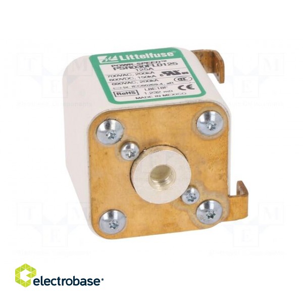 Fuse: fuse | ultra rapid | 125A | 690VAC | 600VDC | ceramic,industrial image 9