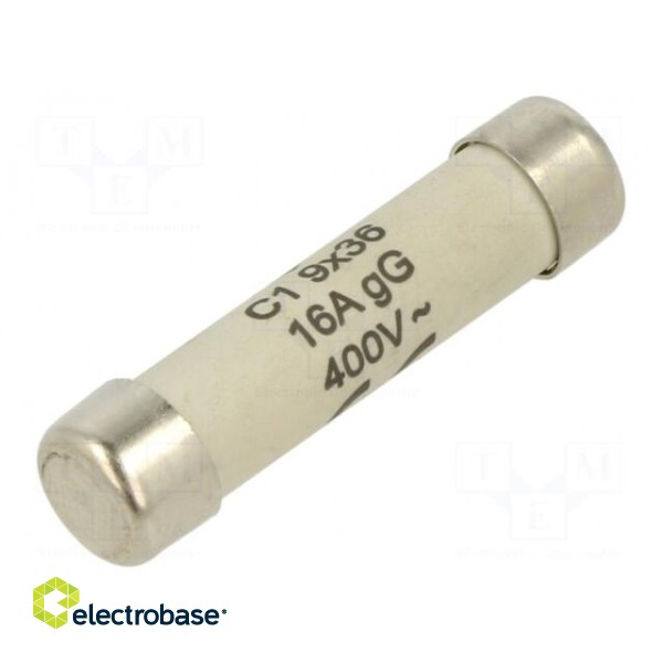 Fuse: fuse | gG | 16A | 400VAC | cylindrical,industrial | 9x36mm