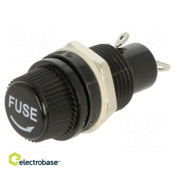 Fuse holder | 5x20mm | 10A | on panel | 250VAC | UL94V-2 | Mat: phenolic image 1