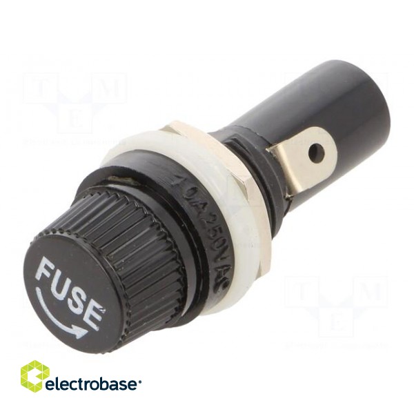 Fuse holder | 6.3x32mm | 10A | on panel | 250VAC | Cutout: Ø16mm image 1