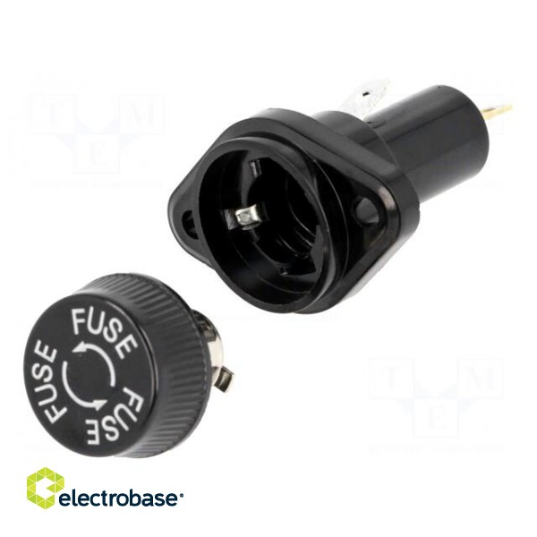Fuse holder | cylindrical fuses | 10.3x38mm | 30A | 600V | on panel image 1
