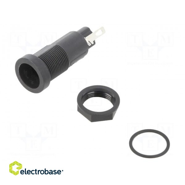 Fuse holder | cylindrical fuses | 10A | 250V | on panel | black image 1