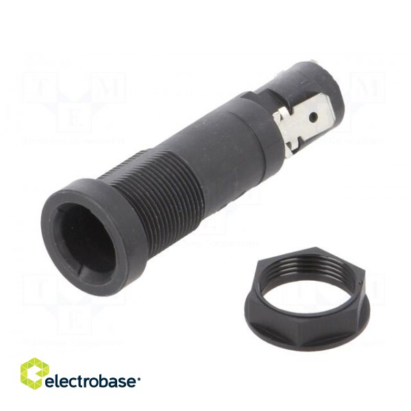 Fuse holder | cylindrical fuses | 10A | on panel | black | 250VAC | FEU image 1