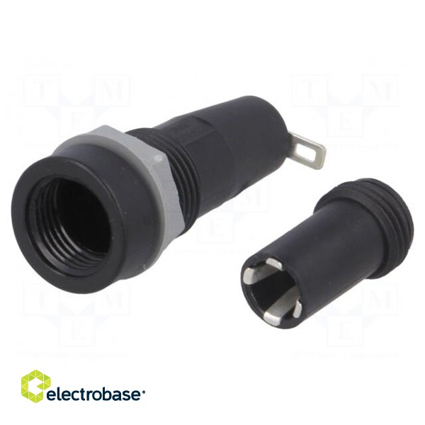 Fuse holder | cylindrical fuses | 5x20mm | 10A | on panel | black | 5mΩ image 2