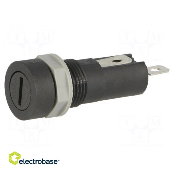 Fuse holder | cylindrical fuses | 5x20mm | 10A | on panel | black | 5mΩ фото 1