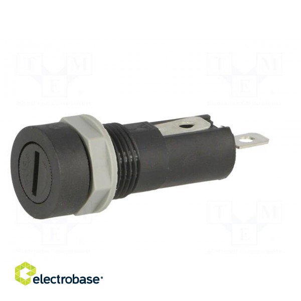 Fuse holder | cylindrical fuses | 5x20mm | 10A | on panel | black | 5mΩ image 2