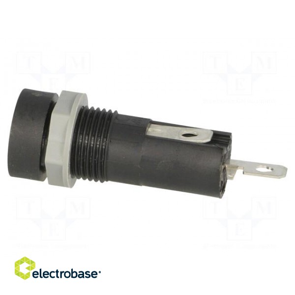 Fuse holder | cylindrical fuses | 5x20mm | 10A | on panel | black | 5mΩ фото 3