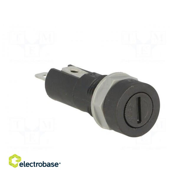 Fuse holder | cylindrical fuses | 5x20mm | 10A | on panel | black | 5mΩ фото 8