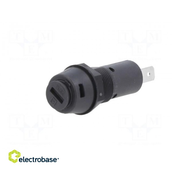 Fuse holder | cylindrical fuses | 5x20mm | 10A | on panel | black | FPG1 paveikslėlis 2