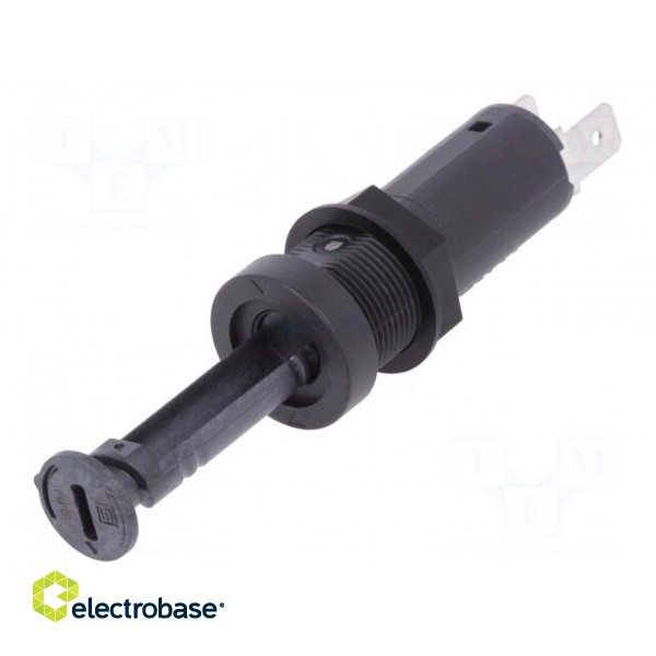 Fuse holder | cylindrical fuses | 5x20mm | 10A | on panel | black | FBS1 image 2