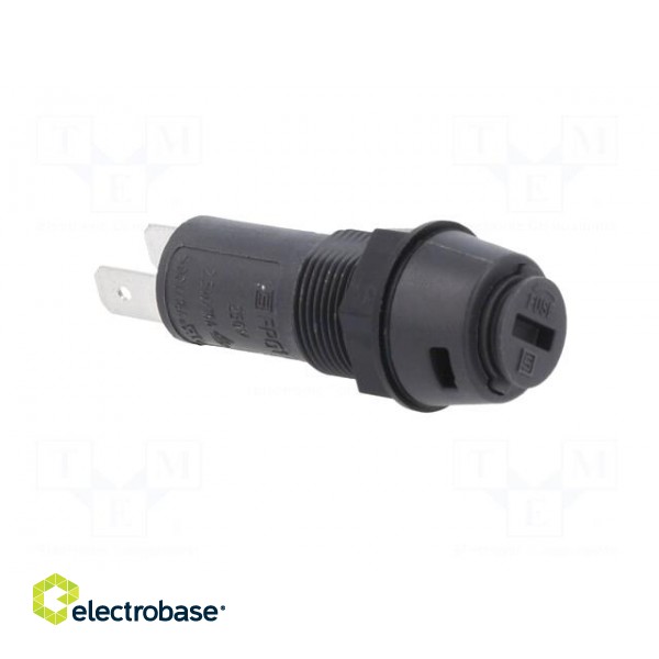 Fuse holder | cylindrical fuses | 5x20mm | 10A | on panel | black | FPG1 paveikslėlis 8