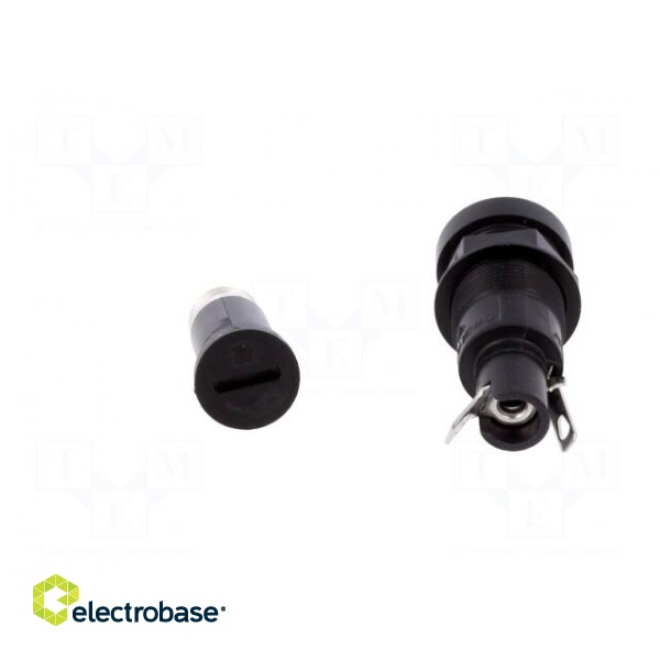 Fuse holder | cylindrical fuses | 5x20mm | 10A | on panel | black | FIO paveikslėlis 5