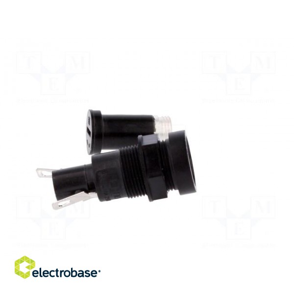 Fuse holder | cylindrical fuses | 5x20mm | 10A | on panel | black | FIO paveikslėlis 7