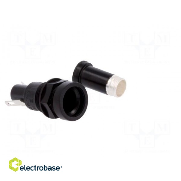 Fuse holder | cylindrical fuses | 5x20mm | 10A | on panel | black | FIO paveikslėlis 8