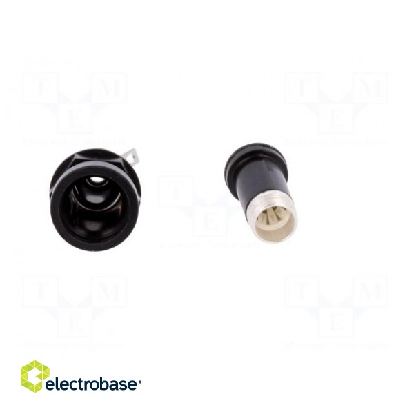 Fuse holder | cylindrical fuses | 5x20mm | 10A | on panel | black | FIO paveikslėlis 9