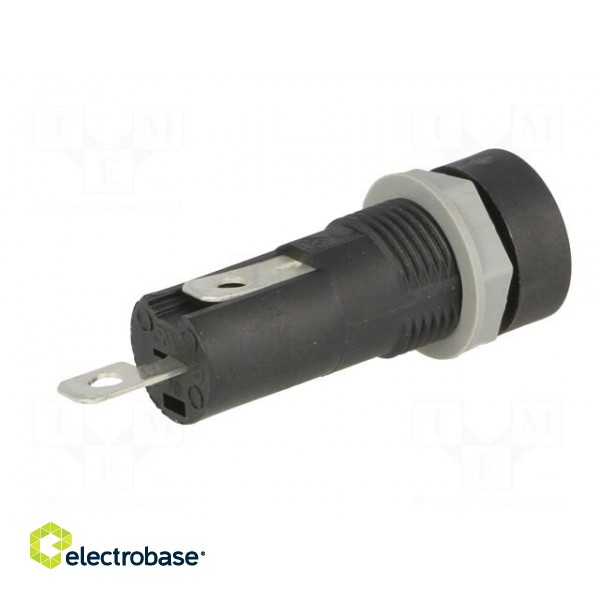 Fuse holder | cylindrical fuses | 5x20mm | 10A | on panel | black | 5mΩ фото 6