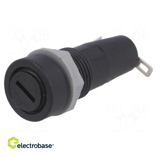 Fuse holder | cylindrical fuses | 5x20mm | 10A | on panel | black | 5mΩ image 1